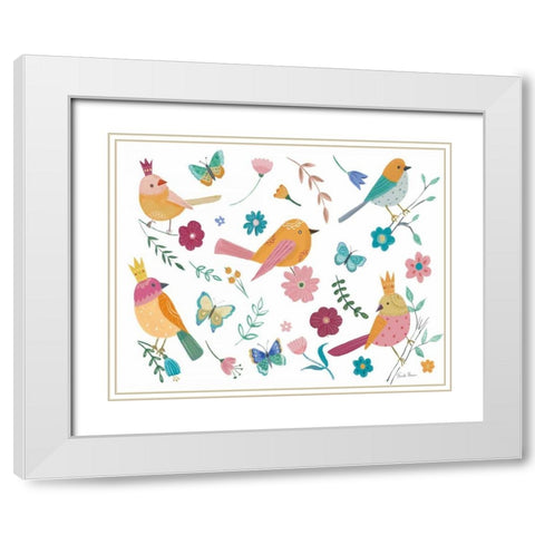 Royal Birds I White White Modern Wood Framed Art Print with Double Matting by Zaman, Farida
