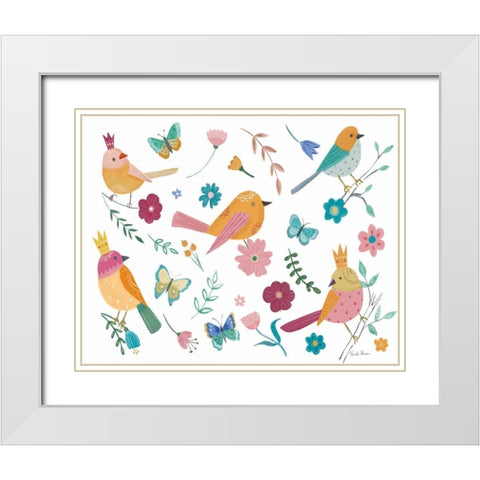 Royal Birds I White White Modern Wood Framed Art Print with Double Matting by Zaman, Farida