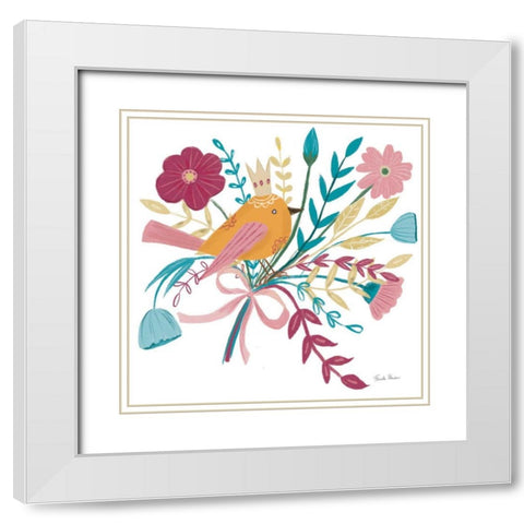 Royal Birds II White White Modern Wood Framed Art Print with Double Matting by Zaman, Farida