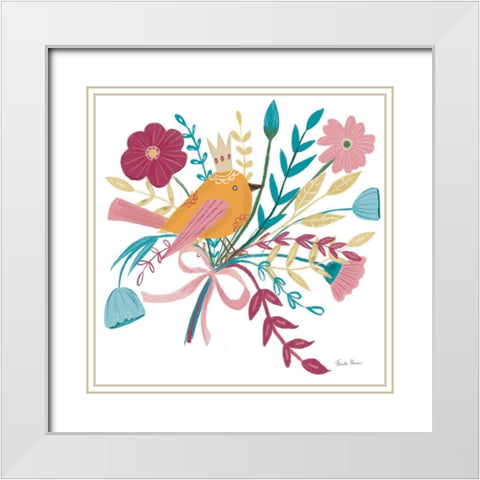 Royal Birds II White White Modern Wood Framed Art Print with Double Matting by Zaman, Farida