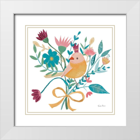 Royal Birds III White White Modern Wood Framed Art Print with Double Matting by Zaman, Farida