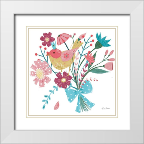 Royal Birds V White White Modern Wood Framed Art Print with Double Matting by Zaman, Farida