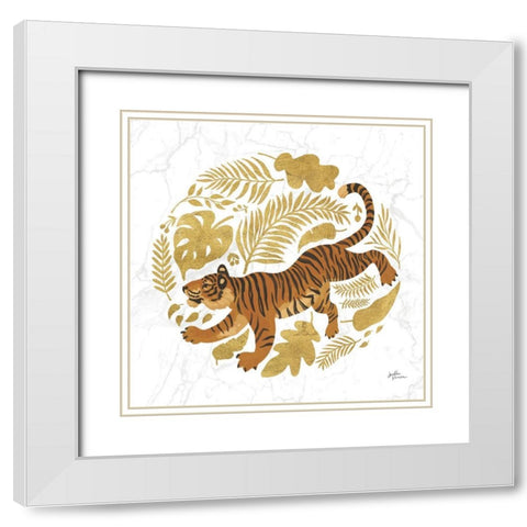 Big Cat Beauty VII Gold White Modern Wood Framed Art Print with Double Matting by Penner, Janelle