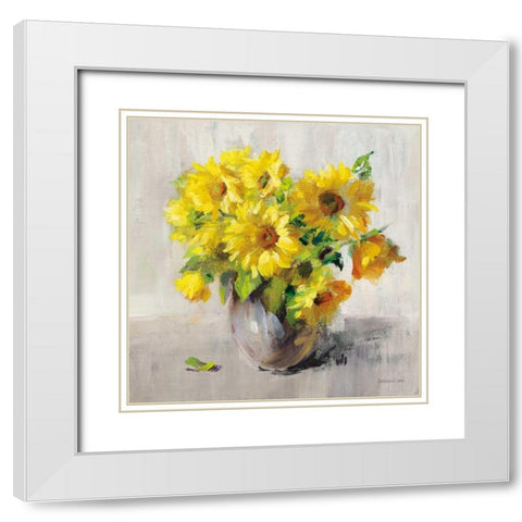 Sunflower Still Life II on Gray White Modern Wood Framed Art Print with Double Matting by Nai, Danhui