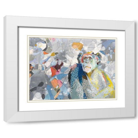 Abstract Chimpanzee White Modern Wood Framed Art Print with Double Matting by Nai, Danhui