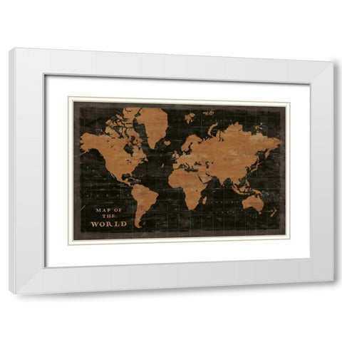 World Map Industrial White Modern Wood Framed Art Print with Double Matting by Schlabach, Sue