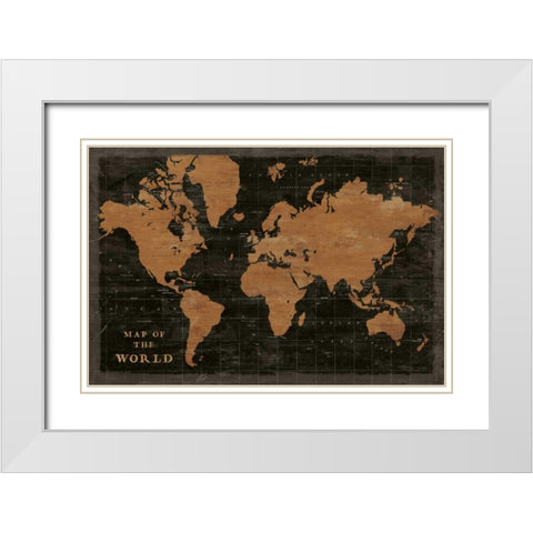 World Map Industrial White Modern Wood Framed Art Print with Double Matting by Schlabach, Sue
