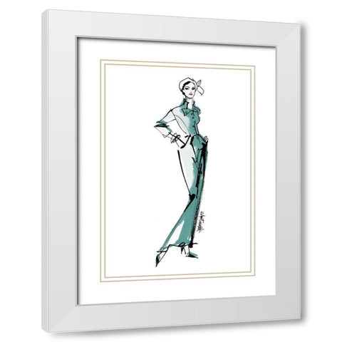 Fifties Fashion III v2 Green White Modern Wood Framed Art Print with Double Matting by Tavoletti, Anne
