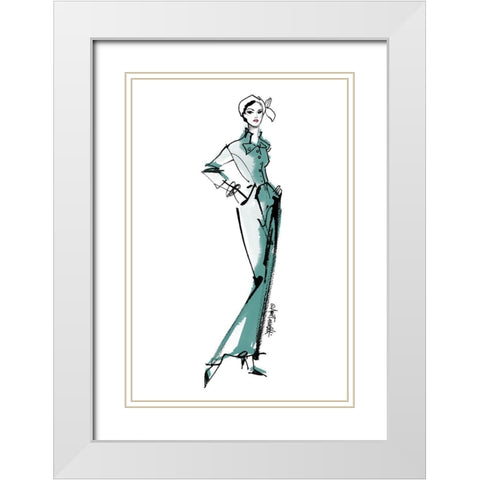 Fifties Fashion III v2 Green White Modern Wood Framed Art Print with Double Matting by Tavoletti, Anne