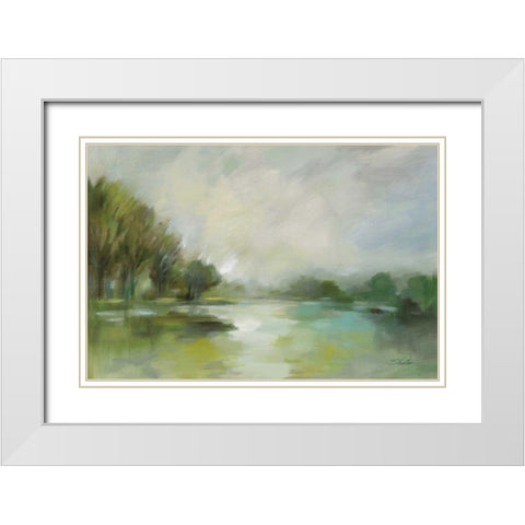 Lakeside Fog White Modern Wood Framed Art Print with Double Matting by Vassileva, Silvia