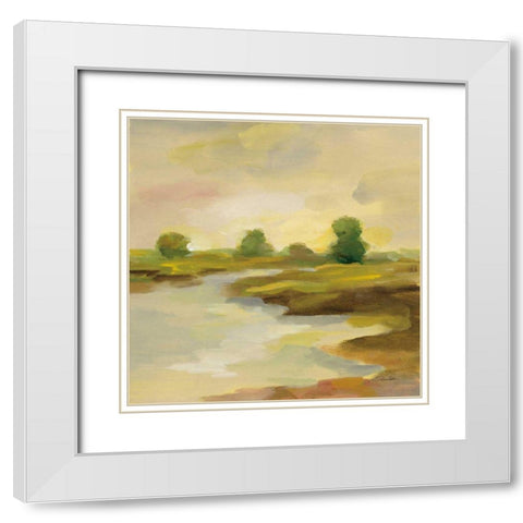 Chartreuse Fields I White Modern Wood Framed Art Print with Double Matting by Vassileva, Silvia