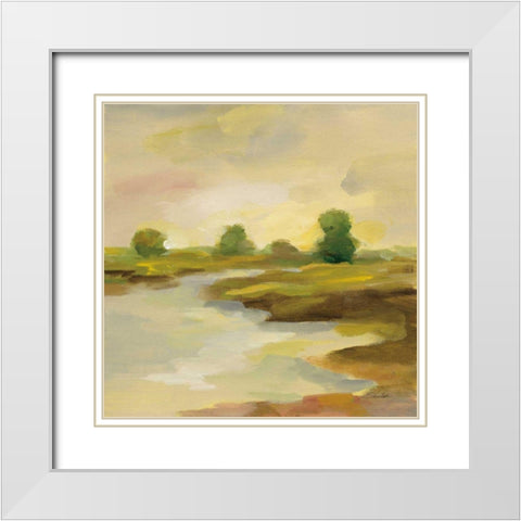 Chartreuse Fields I White Modern Wood Framed Art Print with Double Matting by Vassileva, Silvia