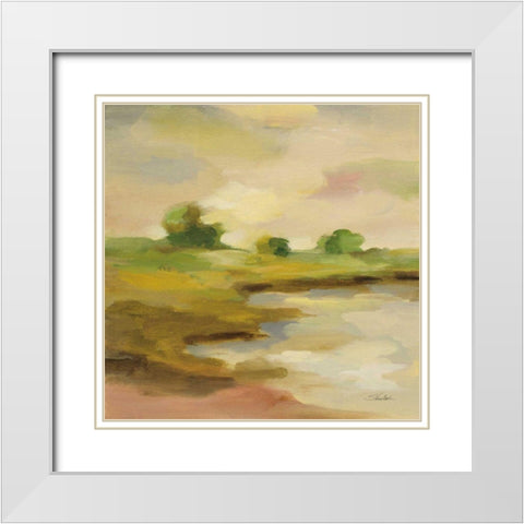 Chartreuse Fields II White Modern Wood Framed Art Print with Double Matting by Vassileva, Silvia