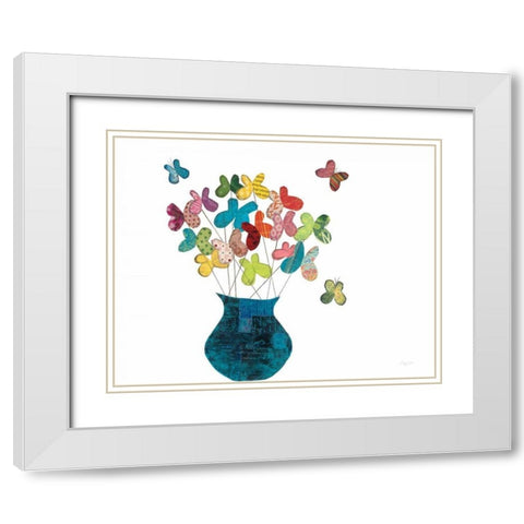 Butterfly Bouquet on White White Modern Wood Framed Art Print with Double Matting by Prahl, Courtney