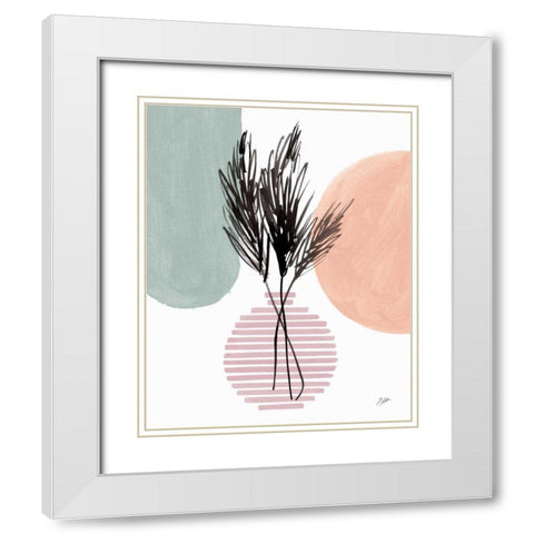 Pampas Stem Still Life White Modern Wood Framed Art Print with Double Matting by Panganiban, Karyn