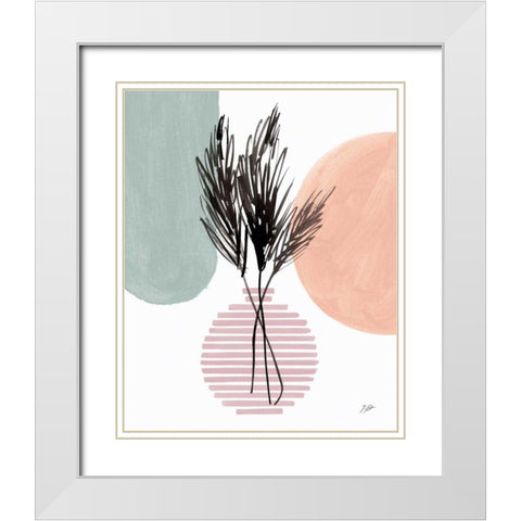 Pampas Stem Still Life White Modern Wood Framed Art Print with Double Matting by Panganiban, Karyn