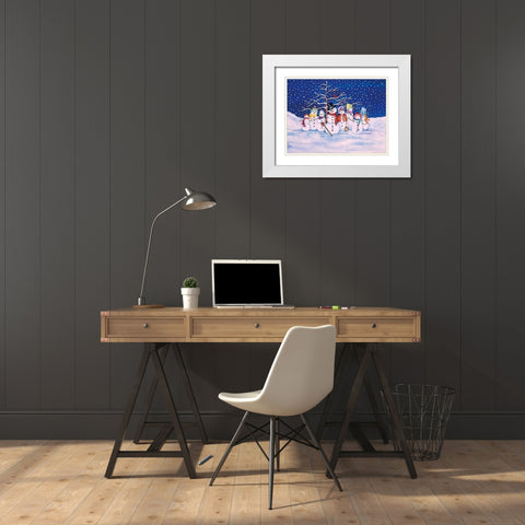 Snow Family White Modern Wood Framed Art Print with Double Matting by McKenna, Kathleen Parr