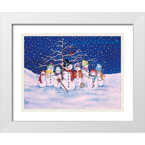 Snow Family White Modern Wood Framed Art Print with Double Matting by McKenna, Kathleen Parr