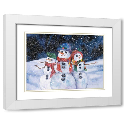 Snowmen White Modern Wood Framed Art Print with Double Matting by McKenna, Kathleen Parr