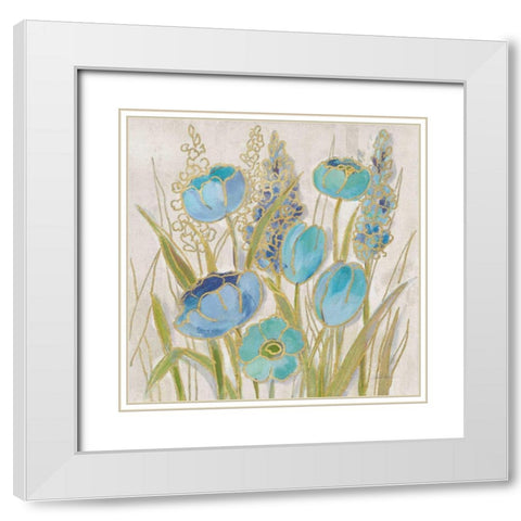 Opalescent Floral II Blue White Modern Wood Framed Art Print with Double Matting by Vassileva, Silvia