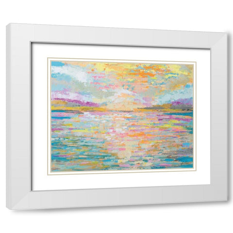 Ocean Sunrise White Modern Wood Framed Art Print with Double Matting by Vertentes, Jeanette