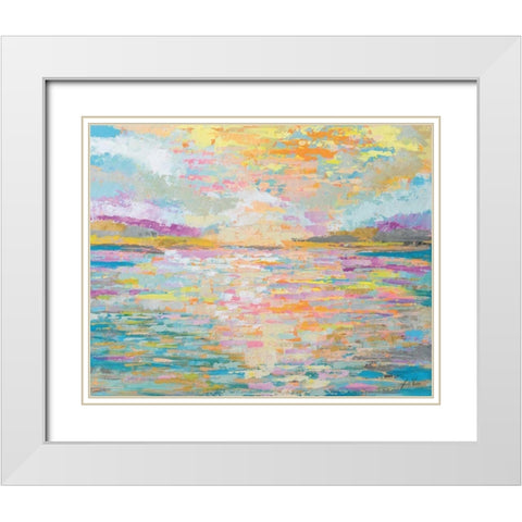 Ocean Sunrise White Modern Wood Framed Art Print with Double Matting by Vertentes, Jeanette