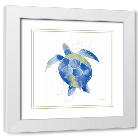 Sea Turtle White Modern Wood Framed Art Print with Double Matting by Charro, Mercedes Lopez