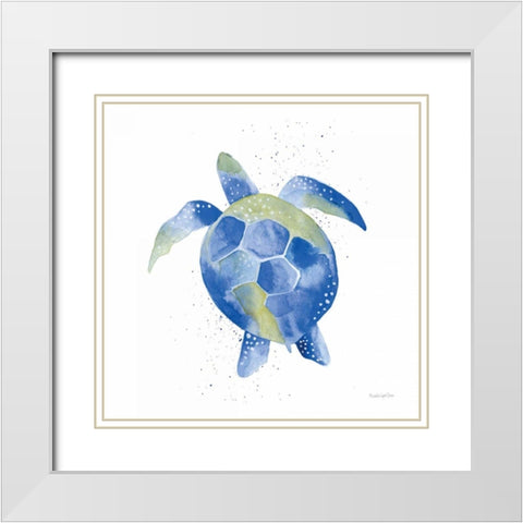 Sea Turtle White Modern Wood Framed Art Print with Double Matting by Charro, Mercedes Lopez