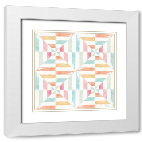 World Tour Pattern IVA White Modern Wood Framed Art Print with Double Matting by June, Dina