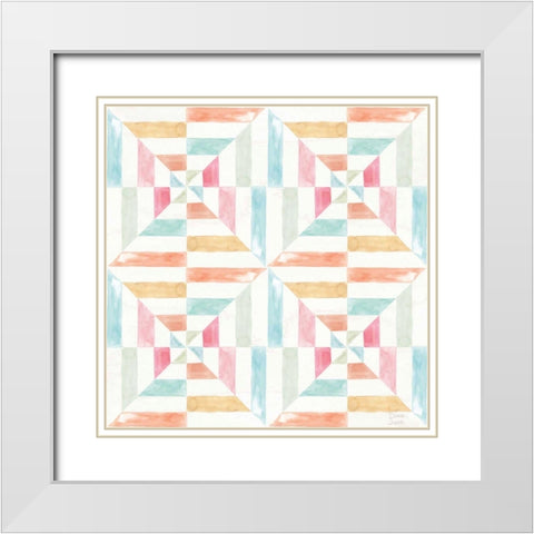 World Tour Pattern IVA White Modern Wood Framed Art Print with Double Matting by June, Dina