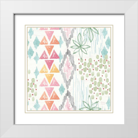 World Tour Pattern IXA White Modern Wood Framed Art Print with Double Matting by June, Dina