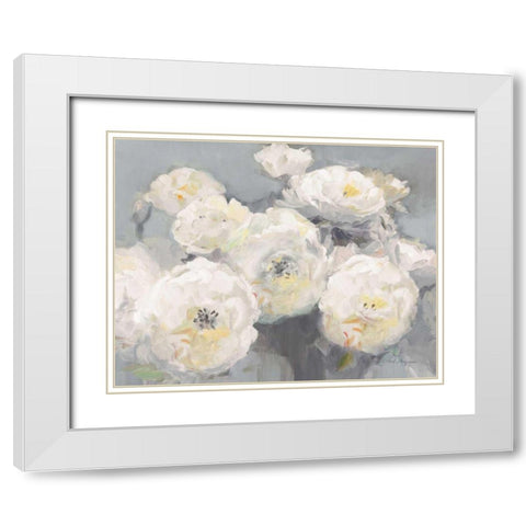 Wild Roses Gray Crop White Modern Wood Framed Art Print with Double Matting by Hageman, Marilyn
