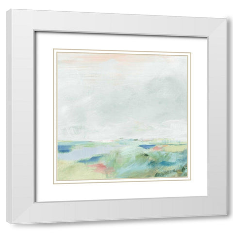 Blue Horizon Sq II White Modern Wood Framed Art Print with Double Matting by Schlabach, Sue