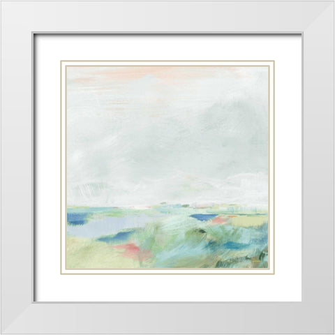 Blue Horizon Sq II White Modern Wood Framed Art Print with Double Matting by Schlabach, Sue