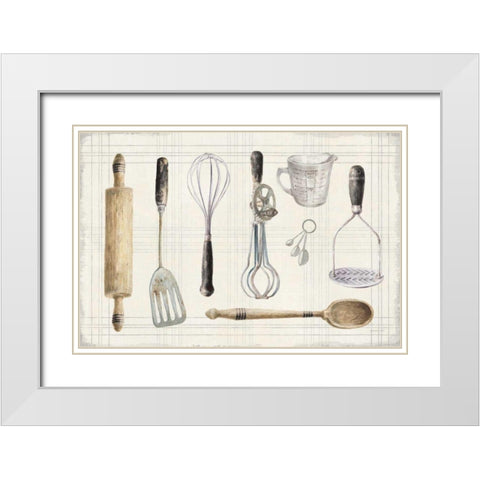 Floursack Kitchen IX Dark White Modern Wood Framed Art Print with Double Matting by Nai, Danhui
