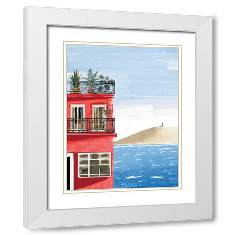 Las Palmas I White Modern Wood Framed Art Print with Double Matting by Escalante, Omar