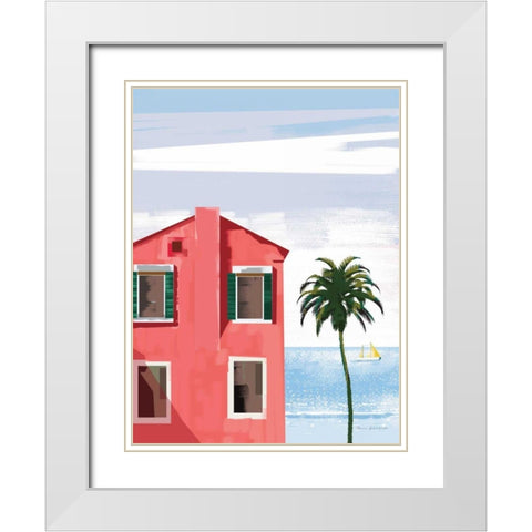 Las Palmas II White Modern Wood Framed Art Print with Double Matting by Escalante, Omar