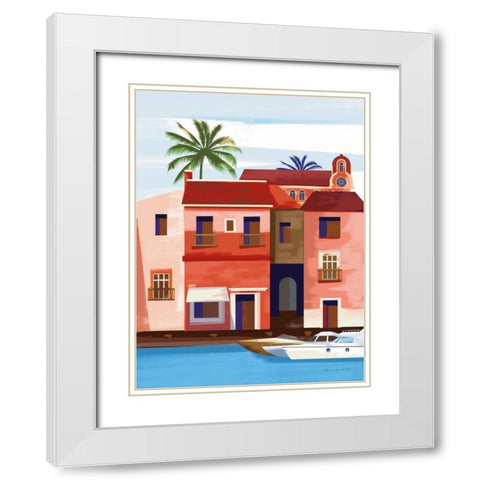 Las Palmas IV White Modern Wood Framed Art Print with Double Matting by Escalante, Omar