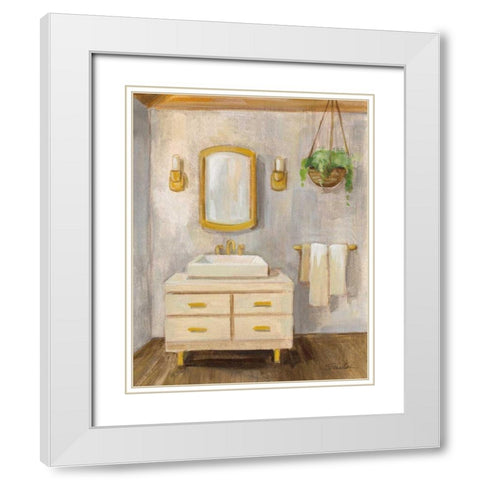 Attic Bathroom I Crop White Modern Wood Framed Art Print with Double Matting by Vassileva, Silvia