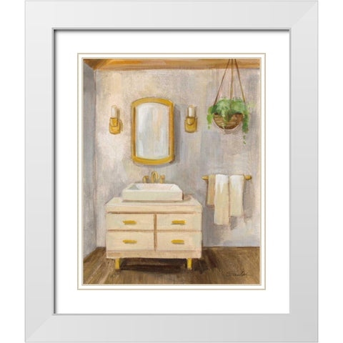 Attic Bathroom I Crop White Modern Wood Framed Art Print with Double Matting by Vassileva, Silvia