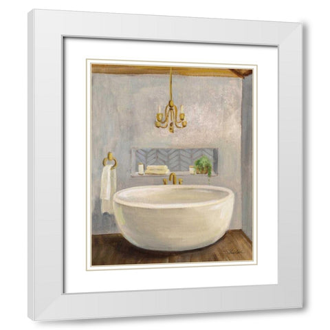 Attic Bathroom II Crop White Modern Wood Framed Art Print with Double Matting by Vassileva, Silvia