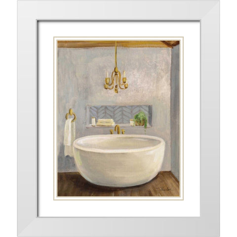 Attic Bathroom II Crop White Modern Wood Framed Art Print with Double Matting by Vassileva, Silvia