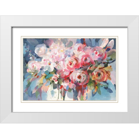 Fullness of Flowers White Modern Wood Framed Art Print with Double Matting by Nai, Danhui