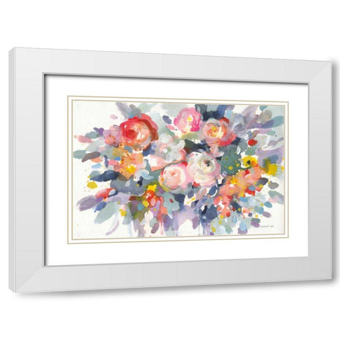 Bloom Burst White Modern Wood Framed Art Print with Double Matting by Nai, Danhui