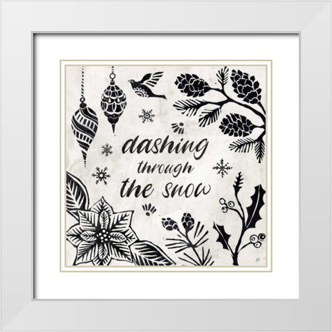 Woodcut Christmas VII White Modern Wood Framed Art Print with Double Matting by Brissonnet, Daphne