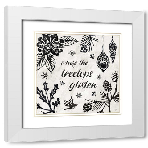 Woodcut Christmas VIII White Modern Wood Framed Art Print with Double Matting by Brissonnet, Daphne