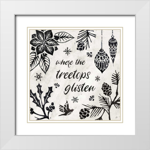 Woodcut Christmas VIII White Modern Wood Framed Art Print with Double Matting by Brissonnet, Daphne