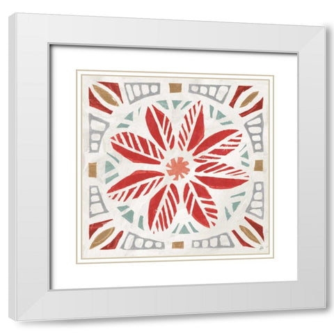 Woodcut Christmas XI Color White Modern Wood Framed Art Print with Double Matting by Brissonnet, Daphne