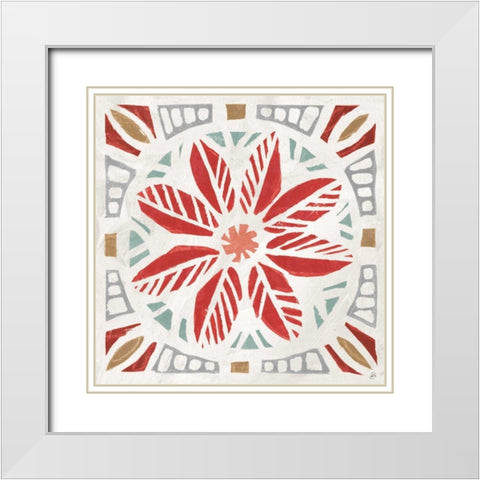 Woodcut Christmas XI Color White Modern Wood Framed Art Print with Double Matting by Brissonnet, Daphne