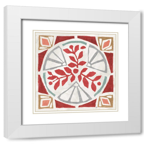 Woodcut Christmas XII Color White Modern Wood Framed Art Print with Double Matting by Brissonnet, Daphne